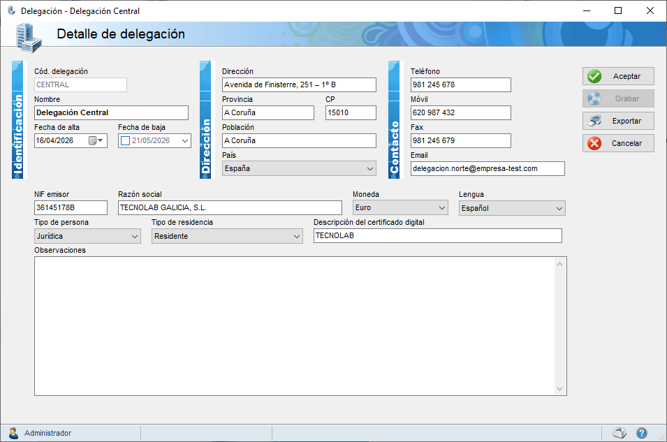 Detalle de delegación