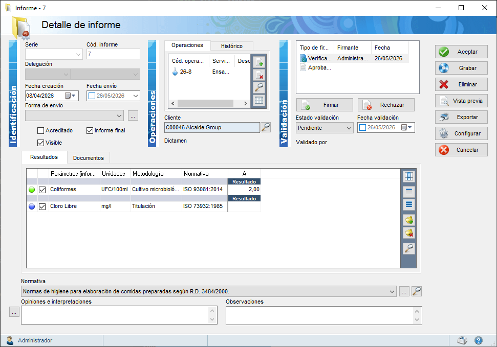 Detalle de informe