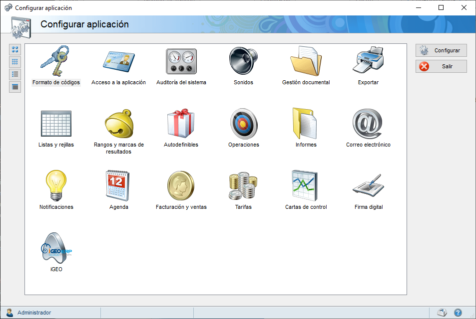 Pantalla de configurar aplicación