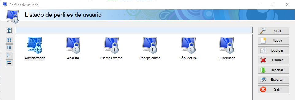 Listado de perfiles de usuario