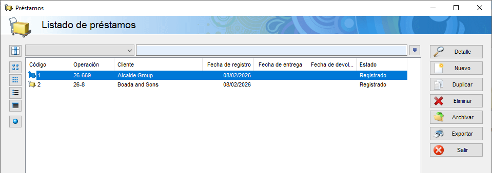 Listado de préstamos