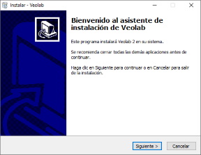 Pantalla princicpal del asistente de instalación